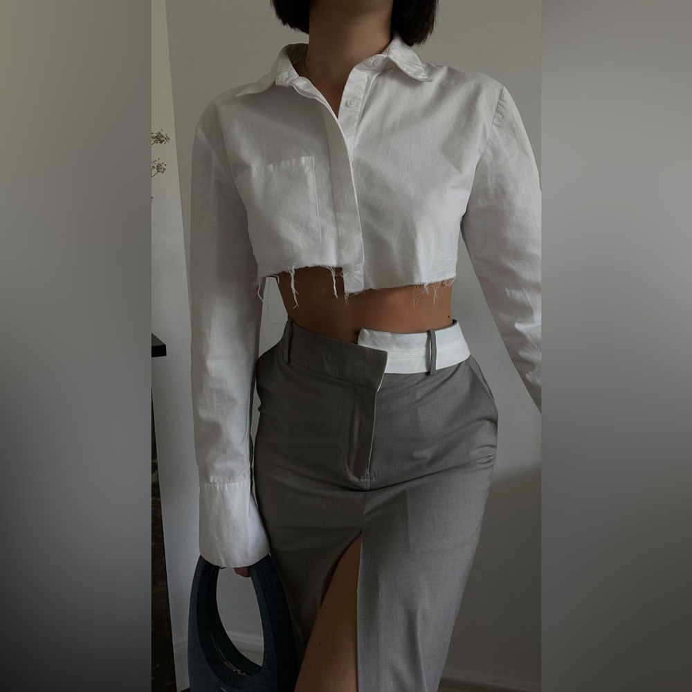 Zara Gray Double Waisted Skirt
